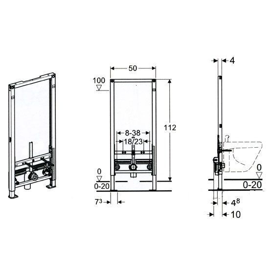 SISTEM INSTALARE PENTRU BIDEU SUSPENDAT DUOFIX 112 CM